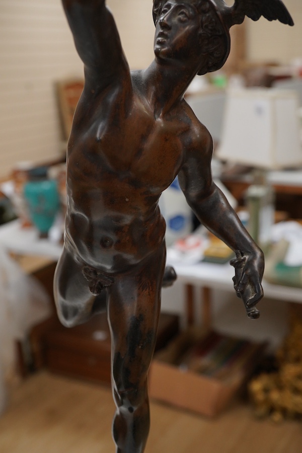 After Giambologna (Flemish 1529-1608), a 20th century bronze of Mercury, 66cm